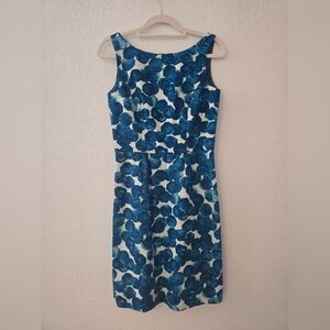 Anthropologie Tabitha Watercolor Giems teal sheath dress